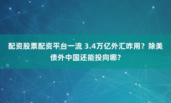 配资股票配资平台一流 3.4万亿外汇咋用?除美债外中国还能投向哪?